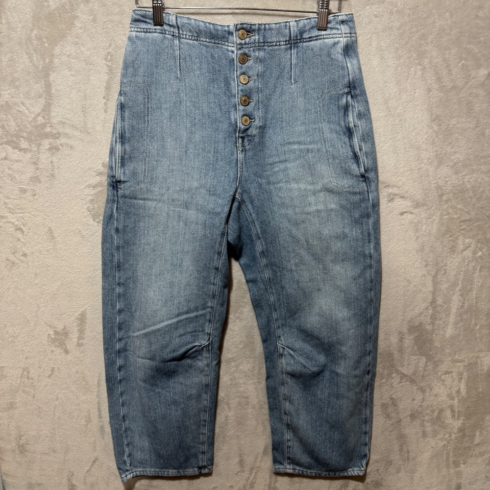 Free People We The Free Osaka Mid Rise Barrel Jeans Blue Denim Size 26